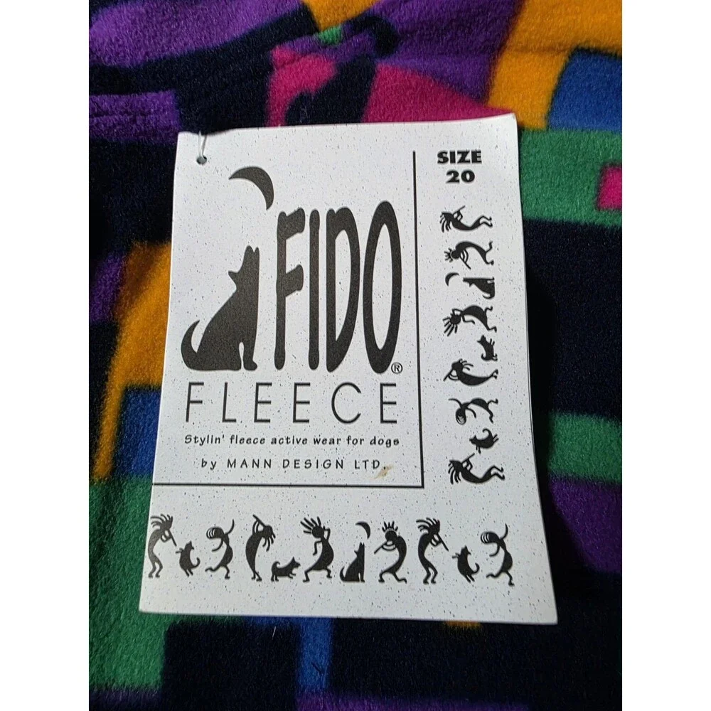 Fido Fleece Cozy Dog Jacket Size 20 City Block Print Multicolor NEW Vintage 90s